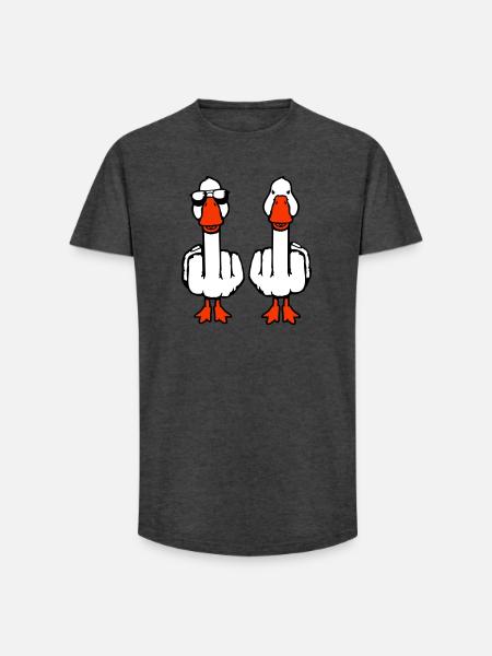 2 Oche Oche Doppio Dito Medio Duo Amici Duo - T-shirt uomo a vestibilità lunga - antracite