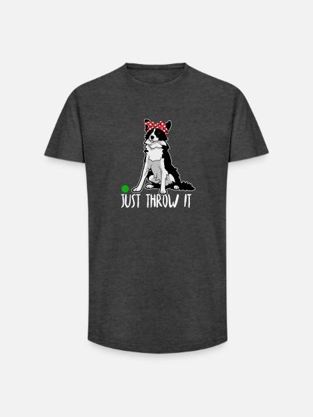 Just Throw It Border Collie Dog Moms and Dads - Long Fit Men's T-Shirt - charcoal grey