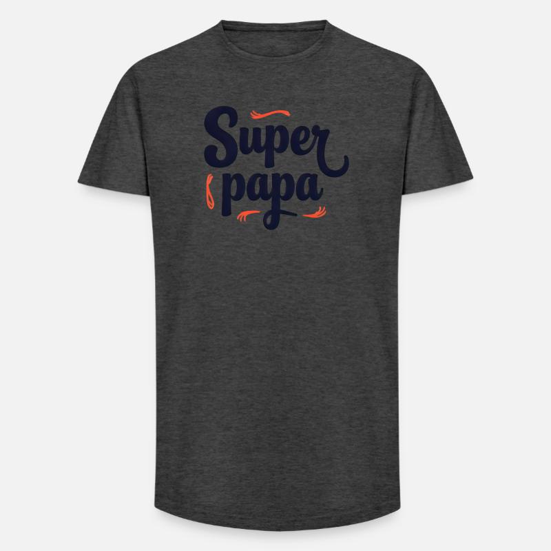 Super Dad Script Sewing - Long Fit Men's T-Shirt - charcoal grey