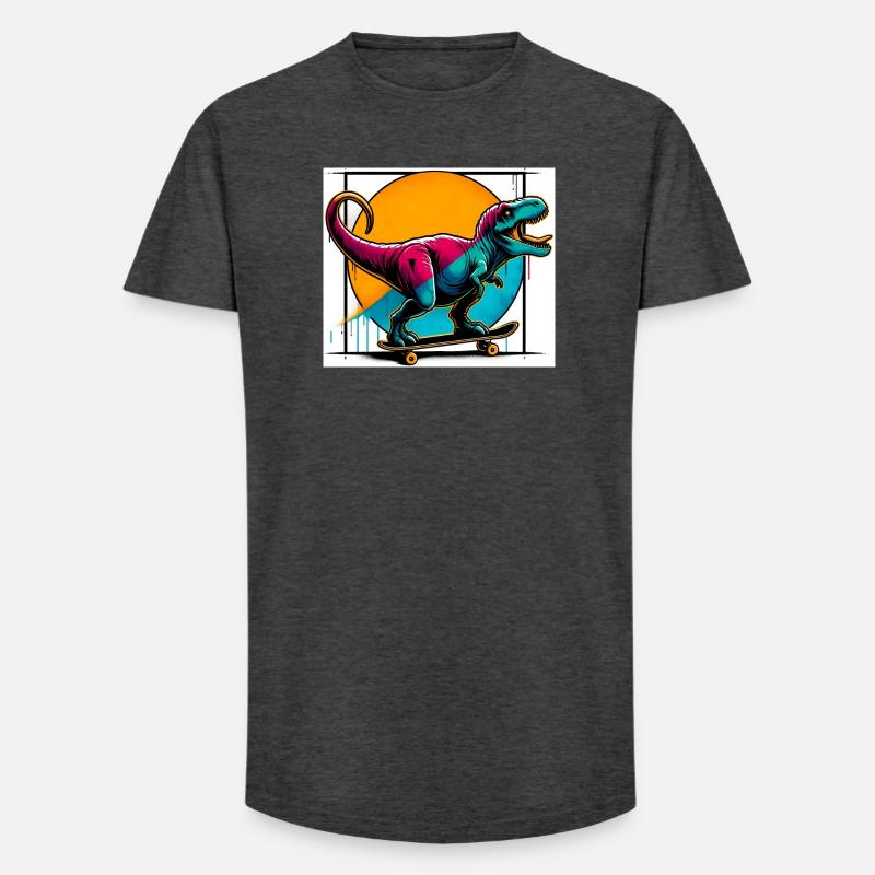Dinosaurier auf Skateboard - Long Fit Männer T-Shirt - Anthrazit