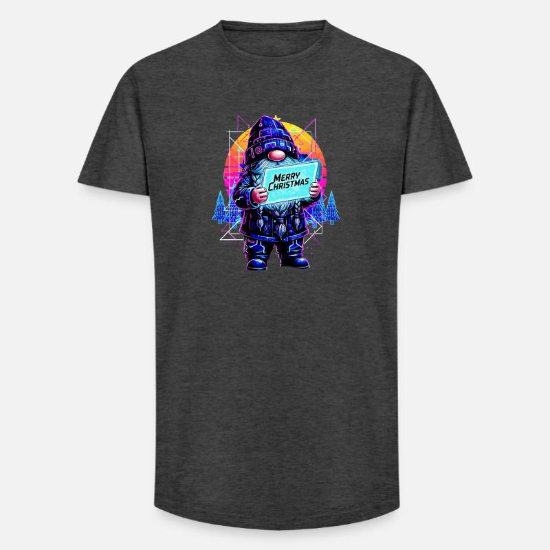 Merry Christmas - Synthwave Gnom 80s - Long Fit Männer T-Shirt - Anthrazit