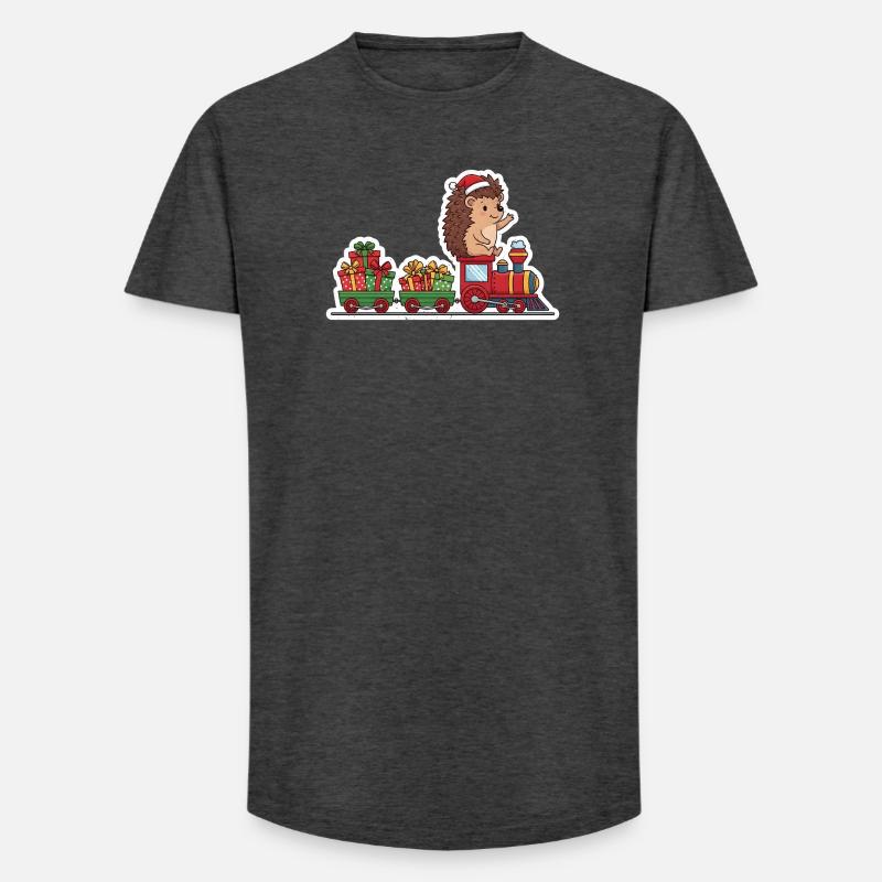 Weihnachtsigel Zug mit Geschenken - Long Fit Männer T-Shirt - Anthrazit