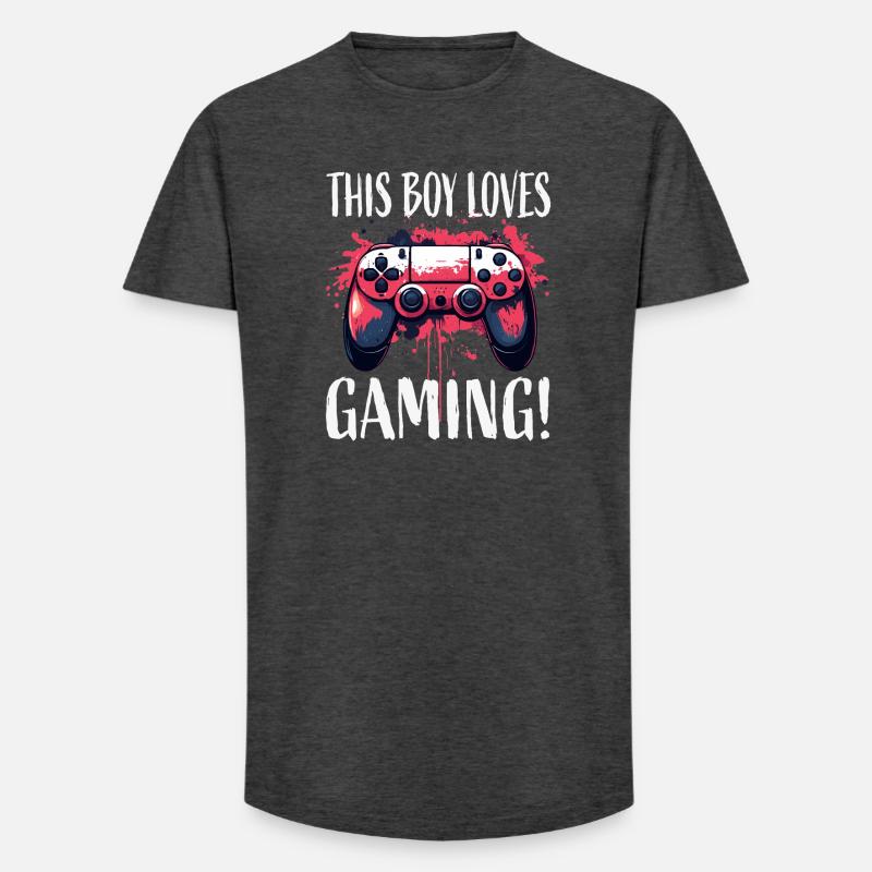 This Boy Loves Gaming Controller Art - Long Fit Männer T-Shirt - Anthrazit