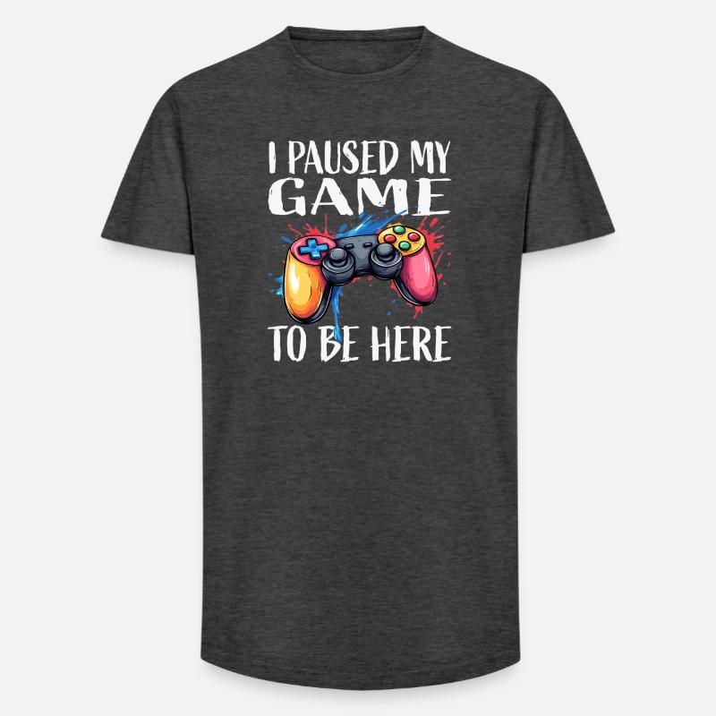Gamer Pause Controller Farbexplosion - Long Fit Männer T-Shirt - Anthrazit