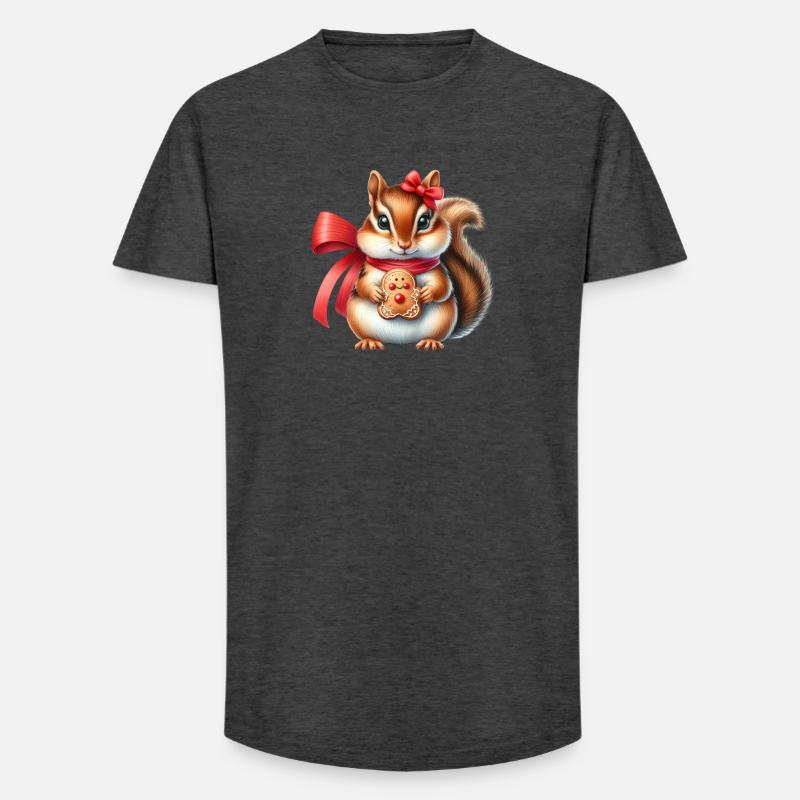 Ginger Squirrel with Cookie - Long Fit Men's T-Shirt - charcoal grey