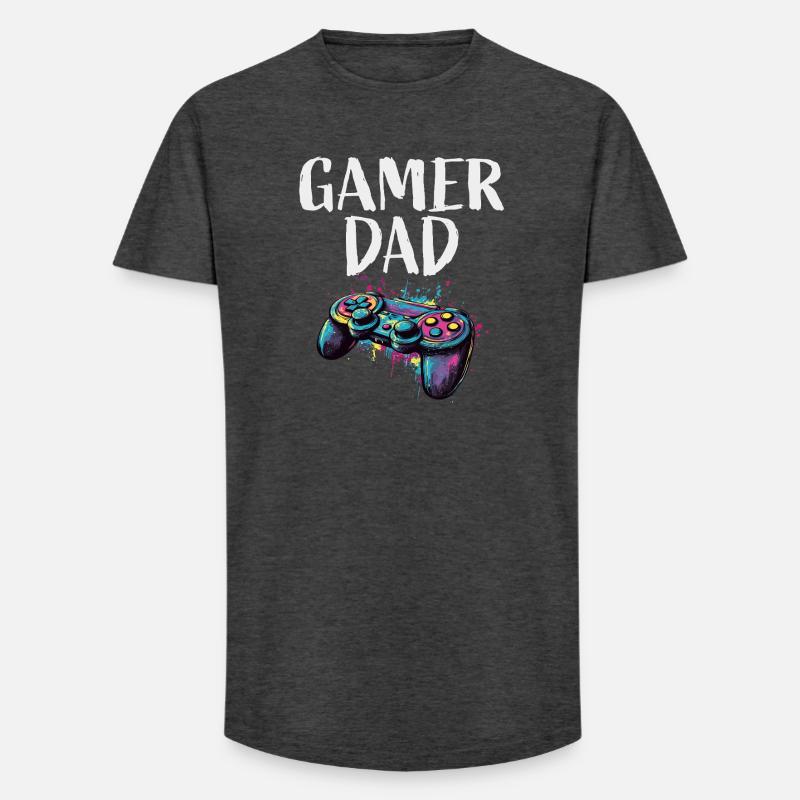 Gamer Dad Controller Farbexplosion - Long Fit Männer T-Shirt - Anthrazit