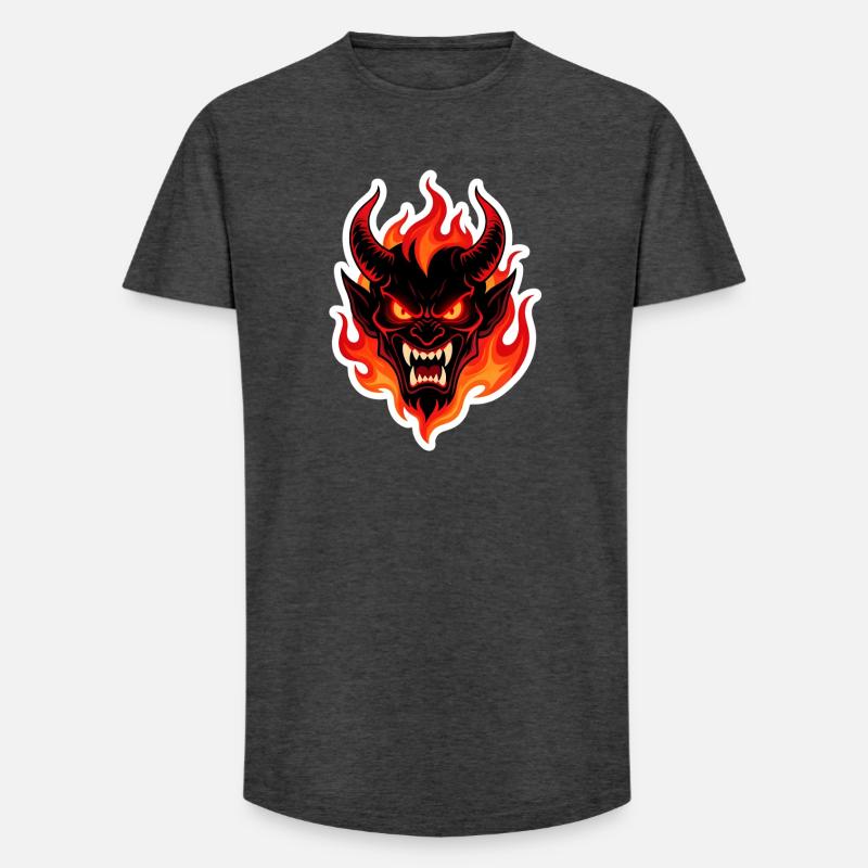 Feuriger Dämonenkopf - Long Fit Männer T-Shirt - Anthrazit