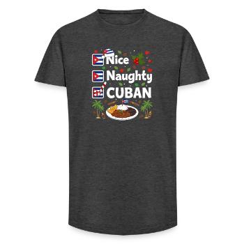 Nice Naughty Cuban - Long Fit Men's T-Shirt - charcoal grey - Front - AI Model Male 185 light (185cm)