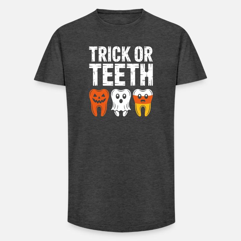 Trick oder Teeth Halloween-T-Shirt - Long Fit Männer T-Shirt - Anthrazit