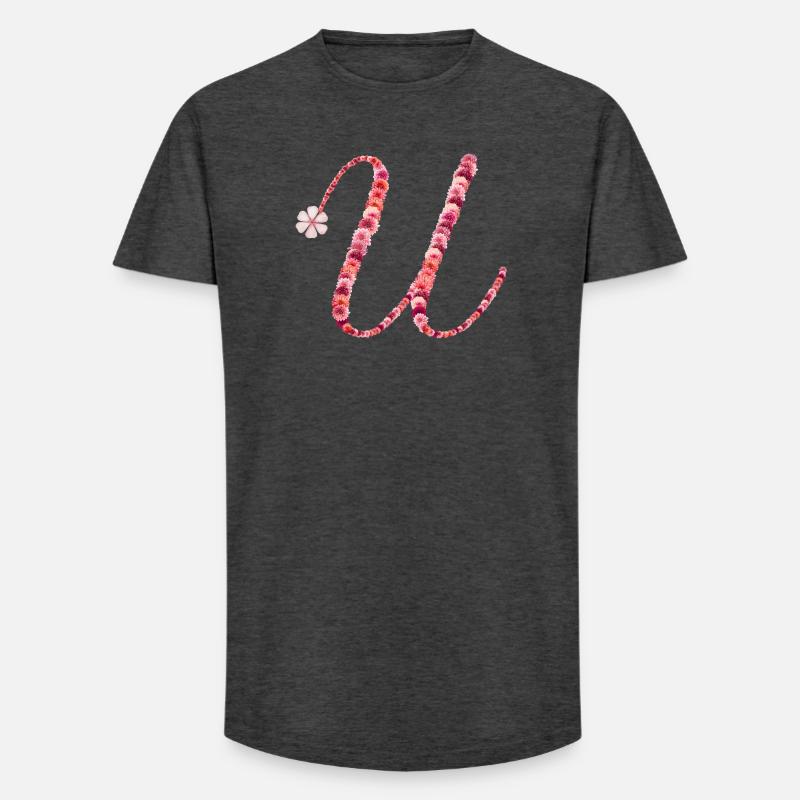 Romantisches Blumenmonogramm "U" - Long Fit Männer T-Shirt - Anthrazit