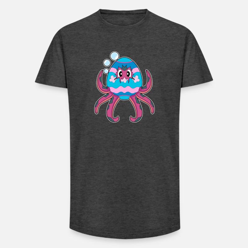 Octopus Easter Easter Egg - Long Fit Men's T-Shirt - charcoal grey