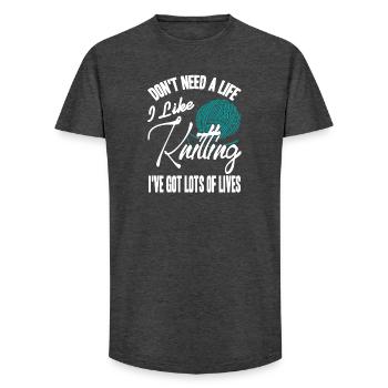 Knitting Is My Life Funny Yarn Lover Statement - Long Fit Männer T-Shirt - Anthrazit - Vorne - AI Model Male 185 light (185cm)