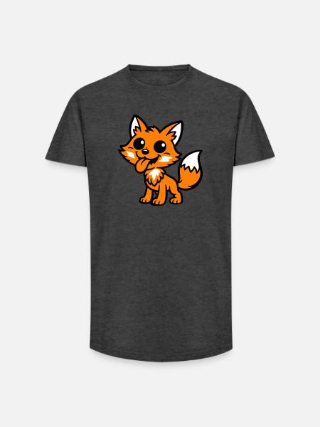 Fuchs Comic - Long Fit Männer T-Shirt - Anthrazit