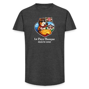 Basque Country in the Heart Pottok Basque Cake - Long Fit Men's T-Shirt - charcoal grey - Front - AI Model Male 185 light (185cm)