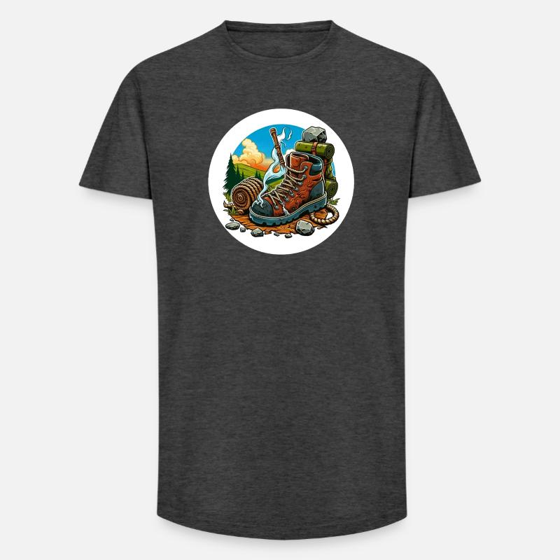 Qualmender Wanderschuh - Long Fit Männer T-Shirt - Anthrazit