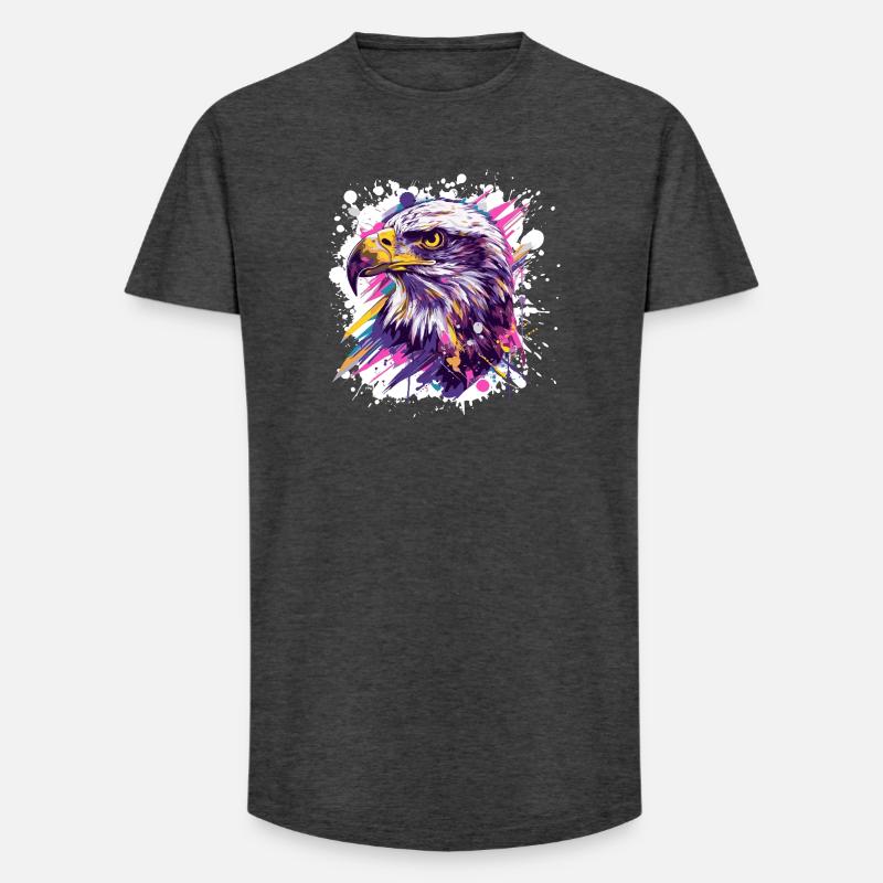 Farbexplosion Adlerkopf Kunst - Long Fit Männer T-Shirt - Anthrazit