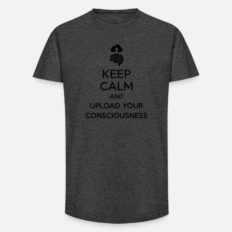 Upload Your Consciousness - Sarcastic Tech Joke - Long Fit Men's T-Shirt - charcoal grey