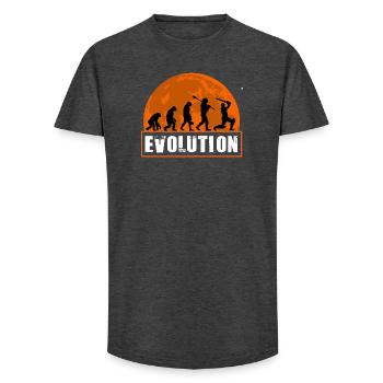 Evolution of Cricket Player Batsman Silhouette - Long Fit Men's T-Shirt - charcoal grey - Front - AI Model Male 185 light (185cm)