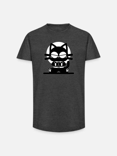 Zen Katze Meditation Minimal Design - Long Fit Männer T-Shirt - Anthrazit