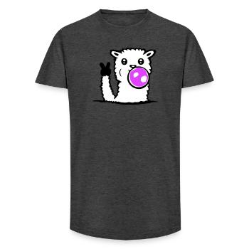 Llama Bubblegum Sunglasses Peace Victory Hand Cool - Long Fit Men's T-Shirt - charcoal grey - Front - AI Model Male 185 light (185cm)