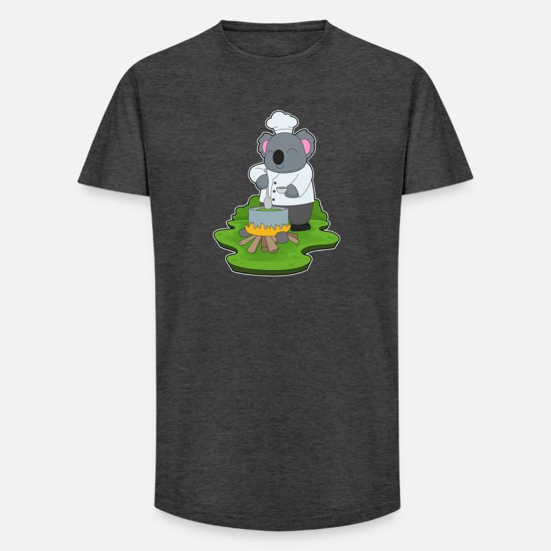 Cuisson en marmite de koala - T-shirt coupe longue homme - charbon