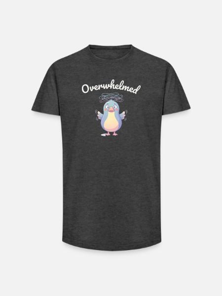 Overwhelmed Bird Cartoon Style - Long Fit Men's T-Shirt - charcoal grey