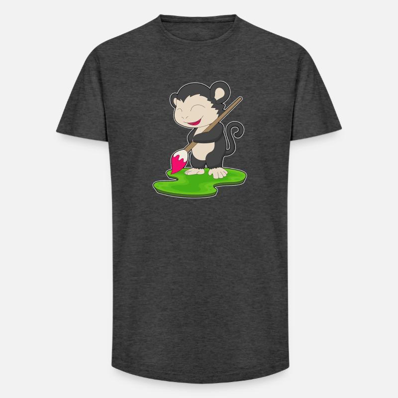 Affe Maler Pinsel Malen - Long Fit Männer T-Shirt - Anthrazit