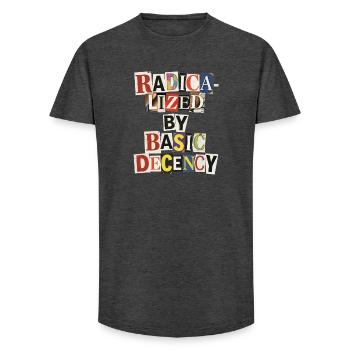 Radicalized by Decency Collage - Long Fit Men's T-Shirt - charcoal grey - Front - AI Model Male 185 light (185cm)