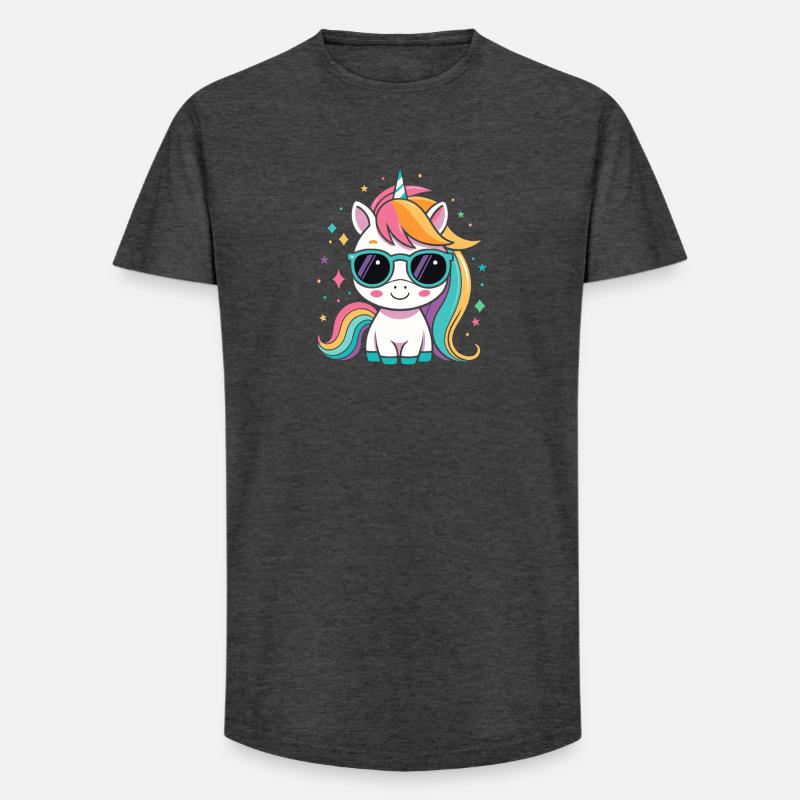 Regenbogen-Einhorn-Sonnenbrille - Long Fit Männer T-Shirt - Anthrazit
