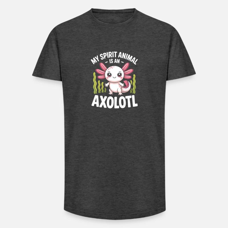 Axolotl Geisttier-Tee - Long Fit Männer T-Shirt - Anthrazit
