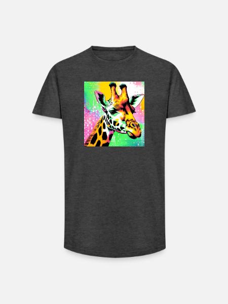 giraffe - Long Fit Men's T-Shirt - charcoal grey