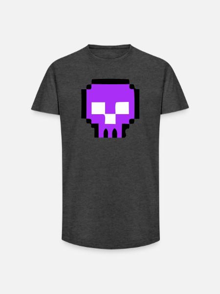Pixel Skull Game Over - Long Fit Men's T-Shirt - charcoal grey