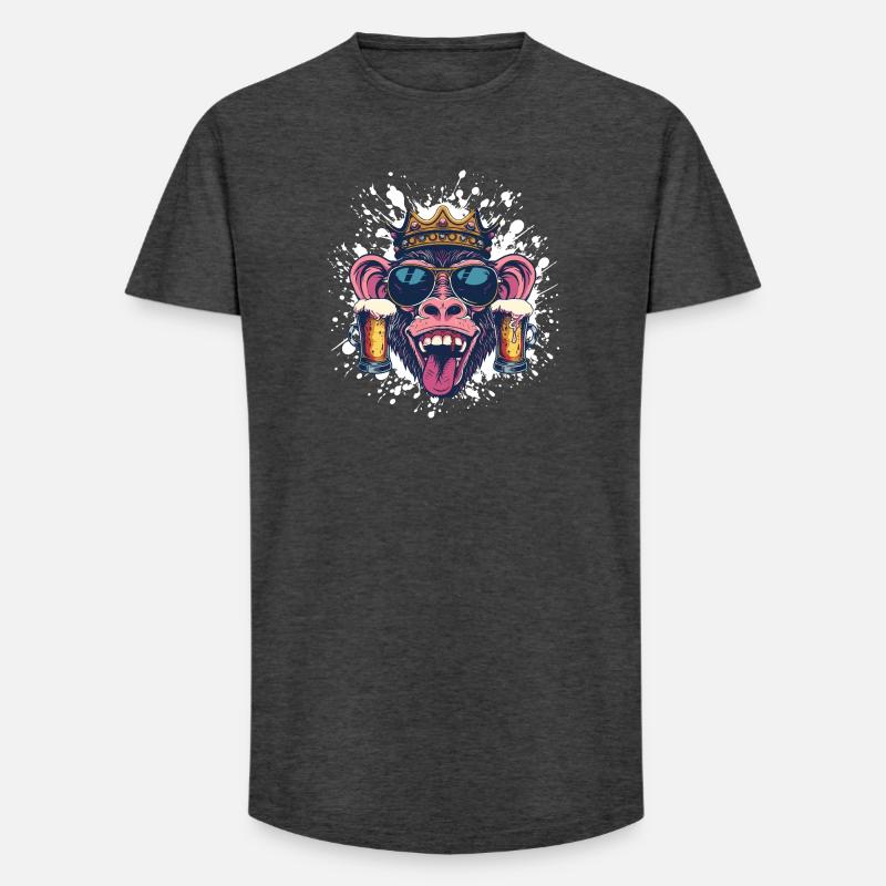 Affe Bier Lustig - Long Fit Männer T-Shirt - Anthrazit