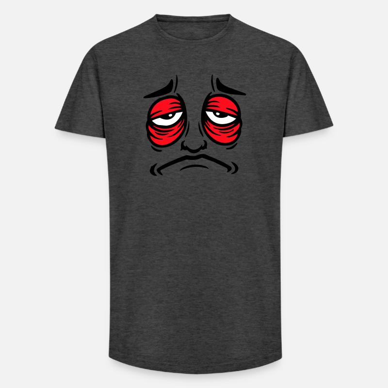 Grumpy sad disappointed face funny - Long Fit Men's T-Shirt - charcoal grey