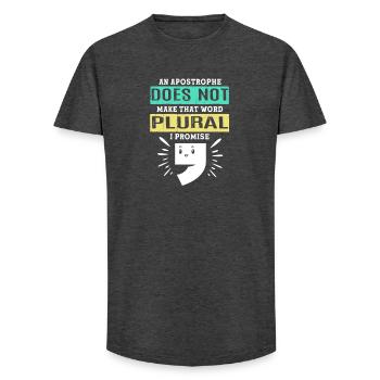 Grammar English Spelling - Long Fit Men's T-Shirt - charcoal grey - Front - AI Model Male 185 light (185cm)