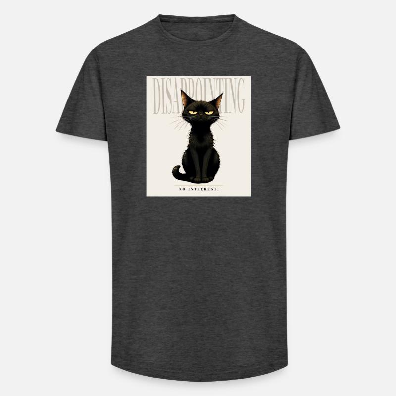 DISAPPOINTING Sarcastic Black Cat Design - Long Fit Männer T-Shirt - Anthrazit