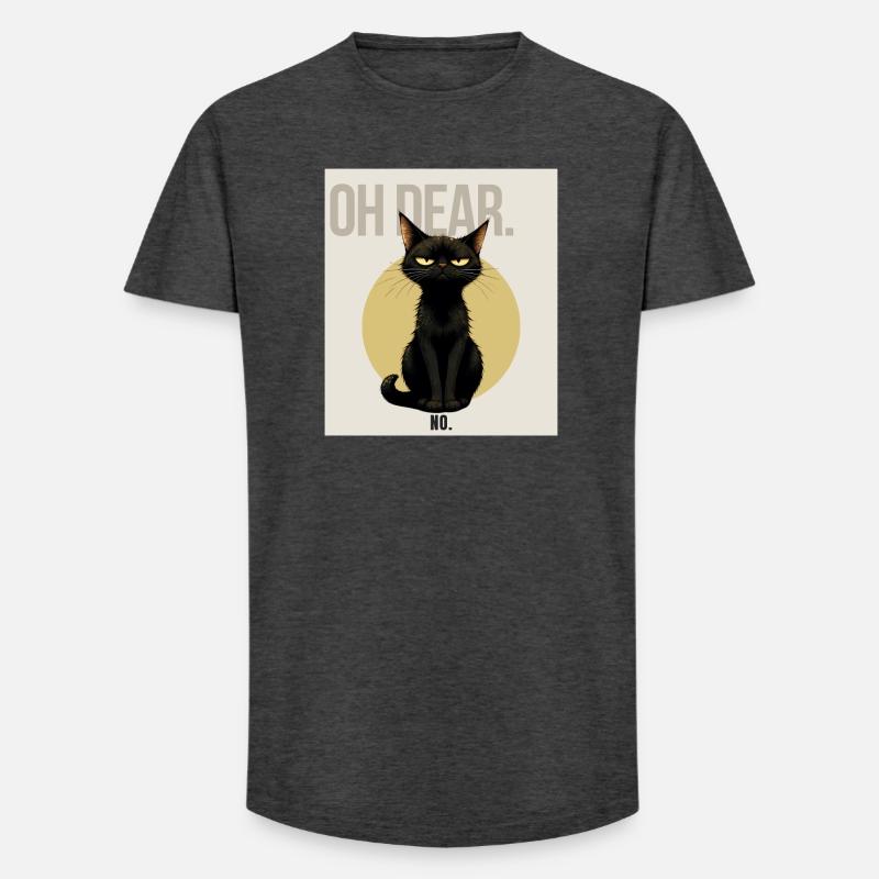 OH DEAR Sarcastic Black Cat Design - Long Fit Männer T-Shirt - Anthrazit