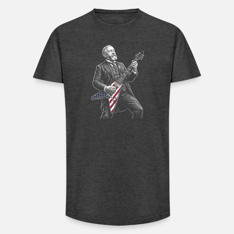 Benjamin Harrison Gitarrenheld mit Flagge - Long Fit Männer T-Shirt - Anthrazit