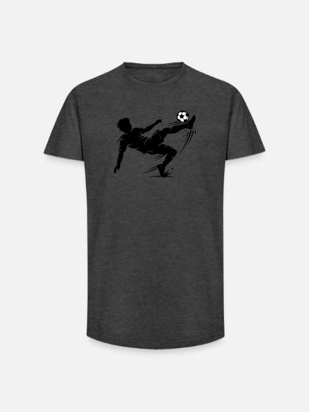 Overhead kick football silhouette - Long Fit Men's T-Shirt - charcoal grey