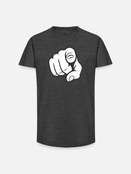 Pointing Finger You Gesture Sticker Design - Long Fit Men's T-Shirt - charcoal grey