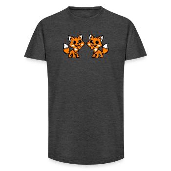 Fuchs Paar - Long Fit Männer T-Shirt - Anthrazit - Vorne - AI Model Male 185 light (185cm)