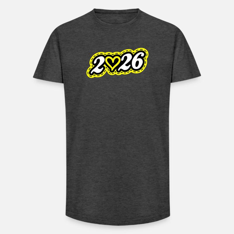 2026 Herz - Long Fit Männer T-Shirt - Anthrazit