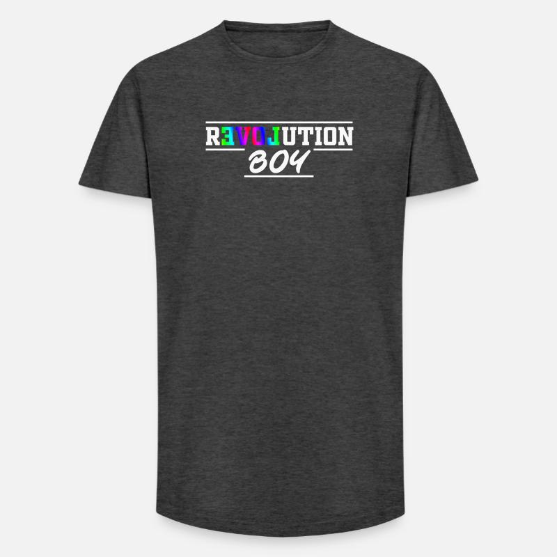 Revolution Boy Rainbow Pride Text Graphic - Long Fit Männer T-Shirt - Anthrazit