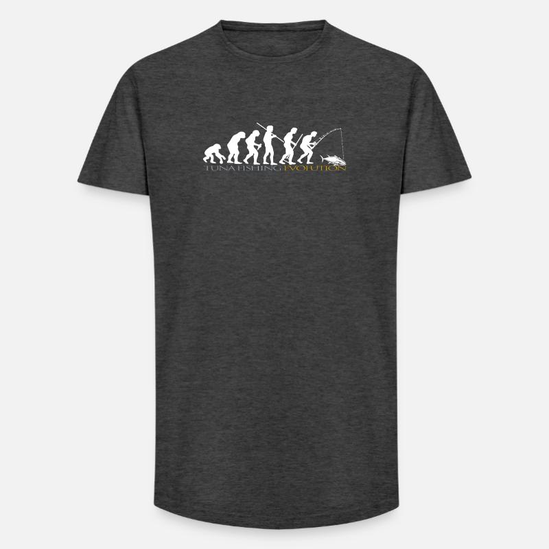 FISHING EVOLUTION (white version) - Long Fit Men's T-Shirt - charcoal grey
