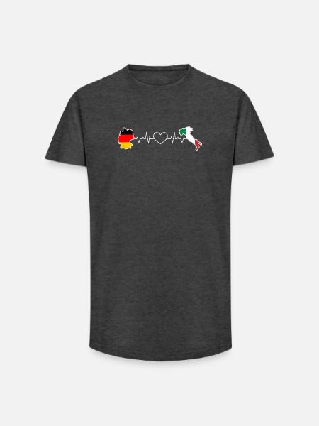 Le battement de cœur de l’Allemagne et de l’Italie - T-shirt coupe longue homme - charbon