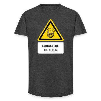 Dog character - Long Fit Men's T-Shirt - charcoal grey - Front - AI Model Male 185 light (185cm)