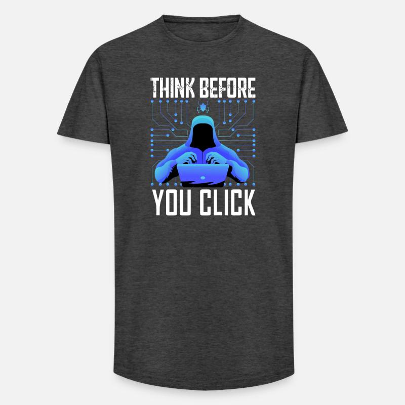 Hacker Hacker Programmeur Cybersécurité Linux - T-shirt coupe longue homme - charbon