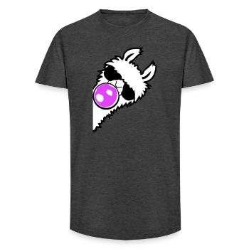 Llama Bubblegum Sunglasses Side Profile Cool Side - Long Fit Men's T-Shirt - charcoal grey - Front - AI Model Male 185 light (185cm)