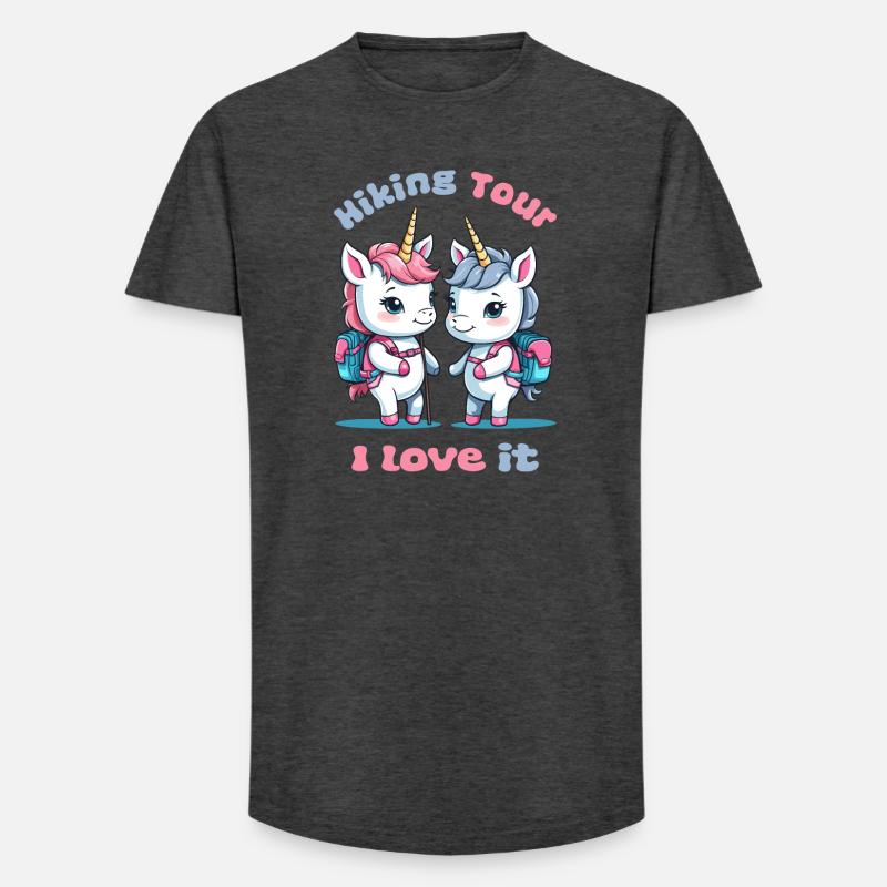 Süße Wanderer Einhörner - Long Fit Männer T-Shirt - Anthrazit