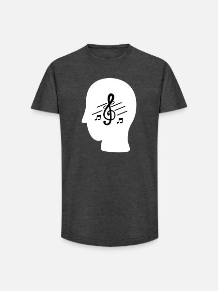MUSIC IN MY MIND - Long Fit Men's T-Shirt - charcoal grey